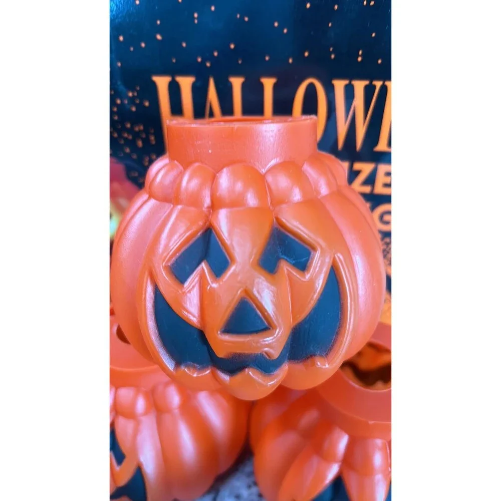 Vintage Halloween Blow Mold Pumpkins String Lights